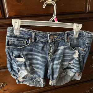 Aeropostale Blue Jean Shorts Distressed Frayed Hem